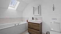 The family bathroom is opposite the bedroom on the first floor.