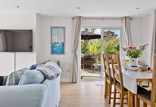 Step outside into the garden through the French windows.