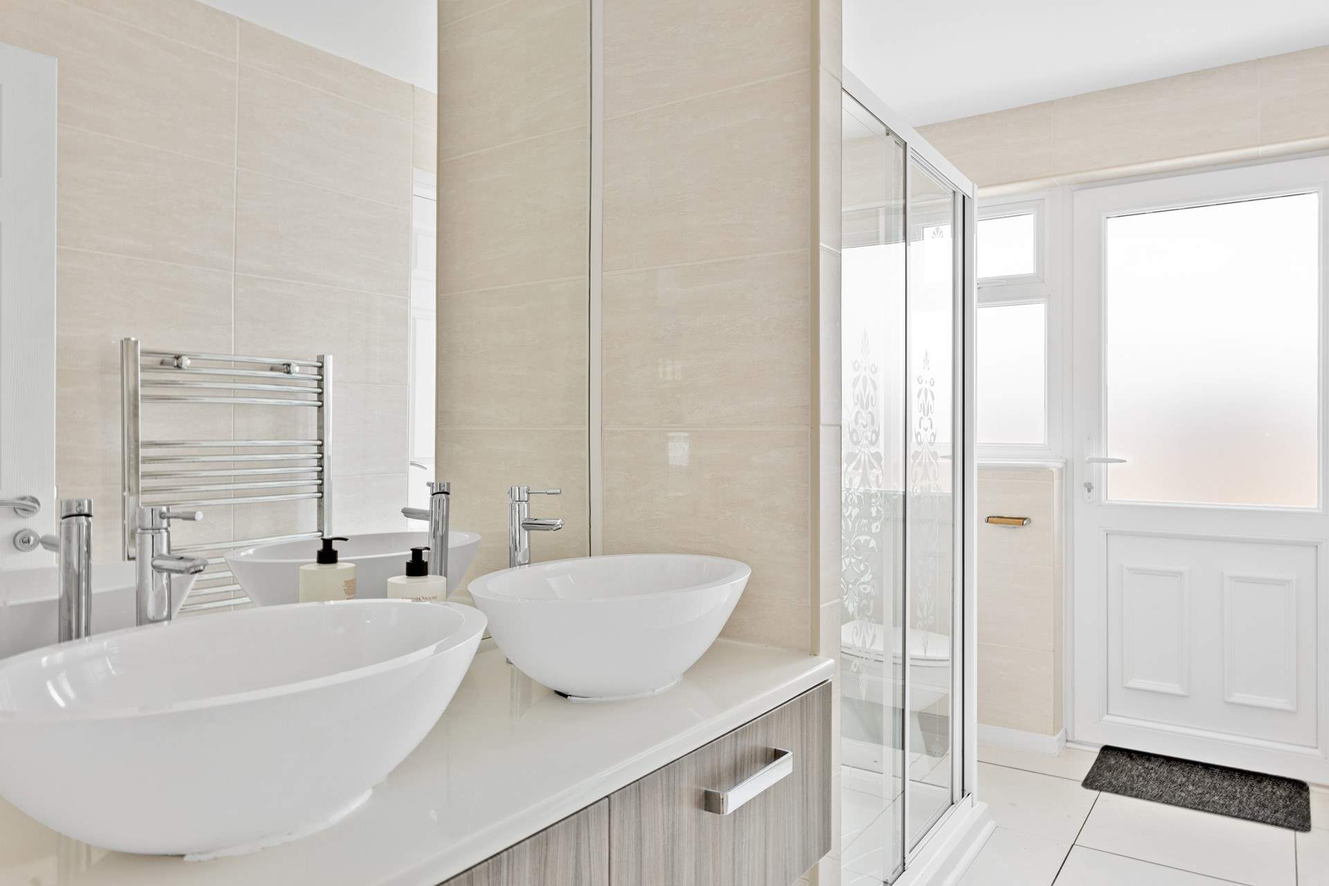 The stylish family shower-room. 