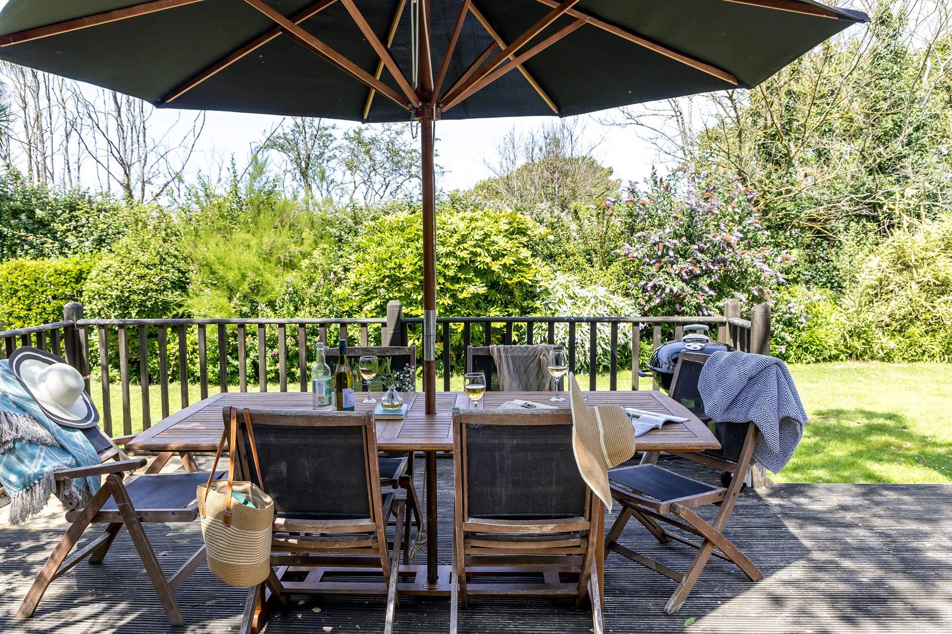The garden is an oasis with the beach a short walk from the back garden gate.