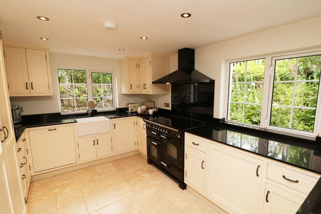 The separate kitchen has all the equipment you'll need on holiday.