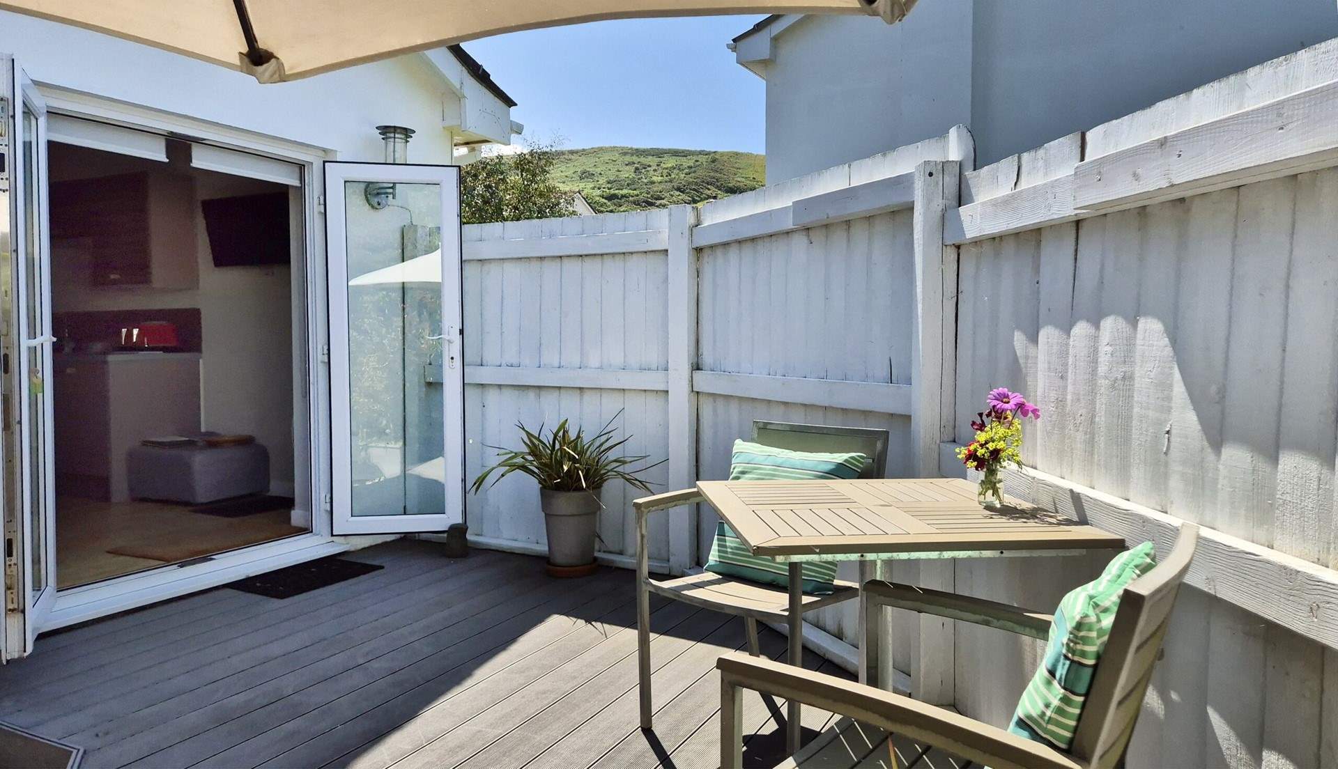 The outside area is lovely and secluded.