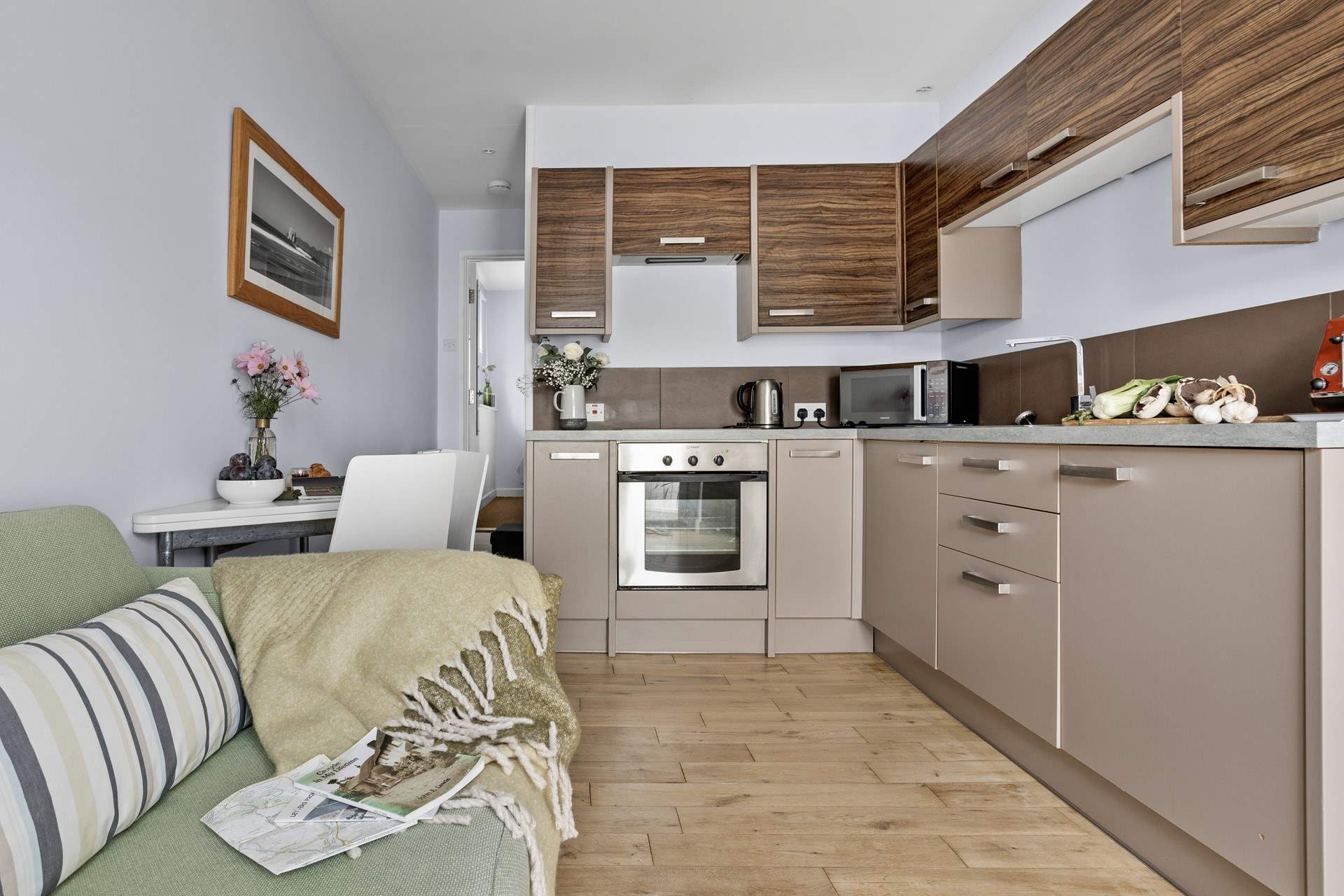 The bedroom and shower-room are situated at the far end of the living space. 