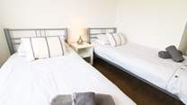 The twin bedroom is ideal for either adults or children. 