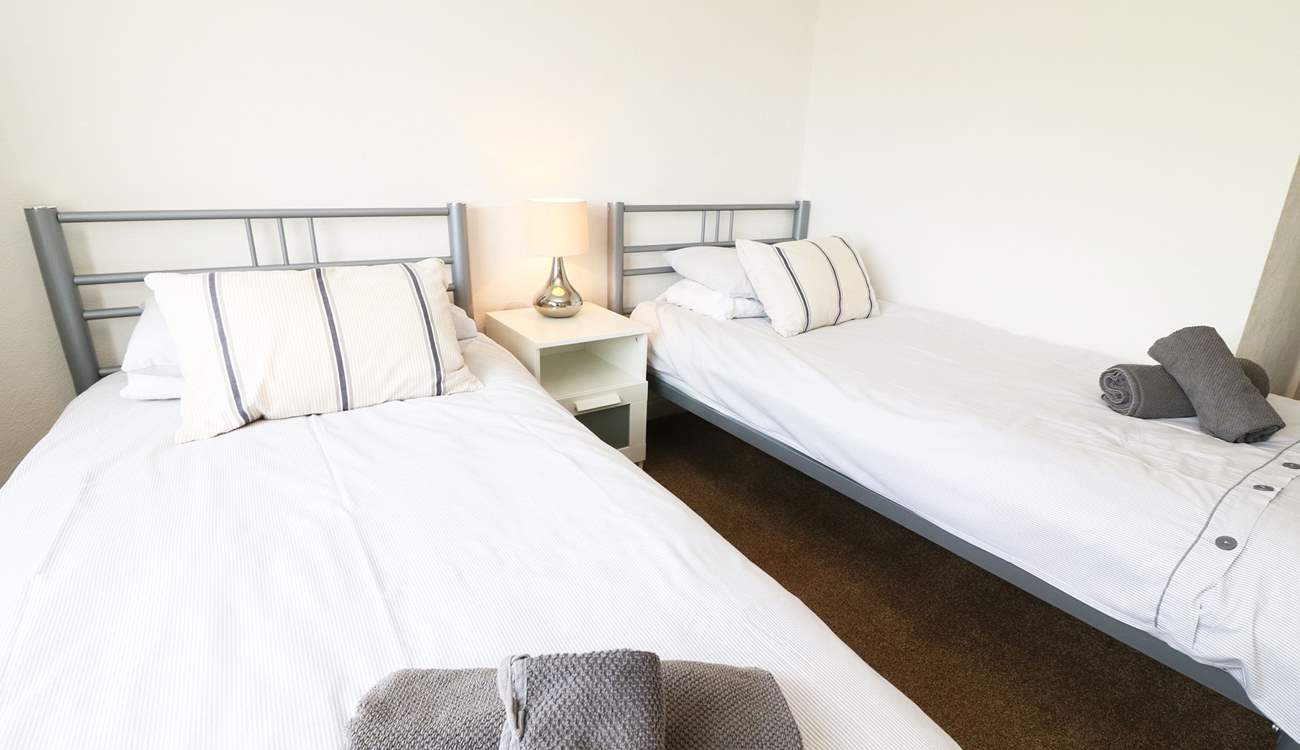 The twin bedroom is ideal for either adults or children. 