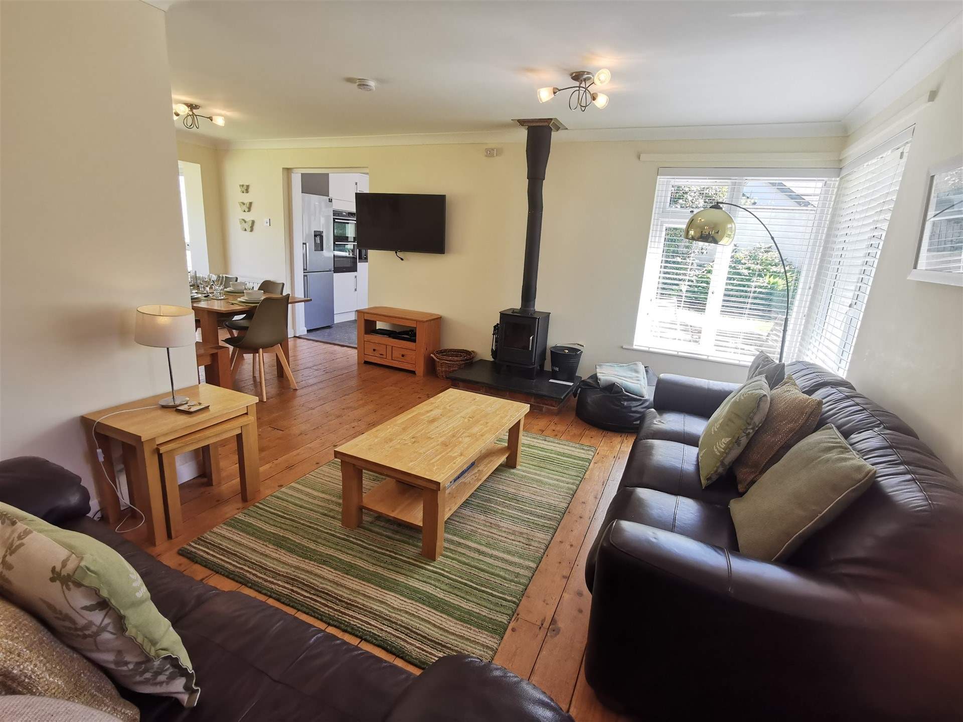 The open plan living space is cosy and welcoming. 