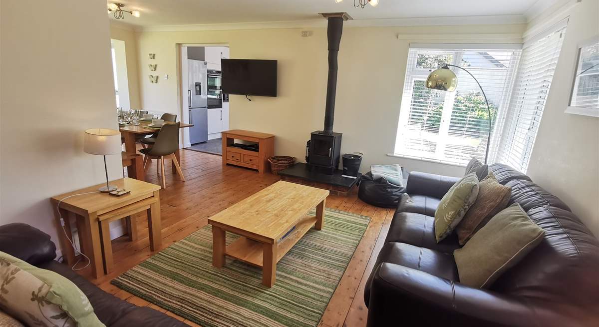The open plan living space is cosy and welcoming. 