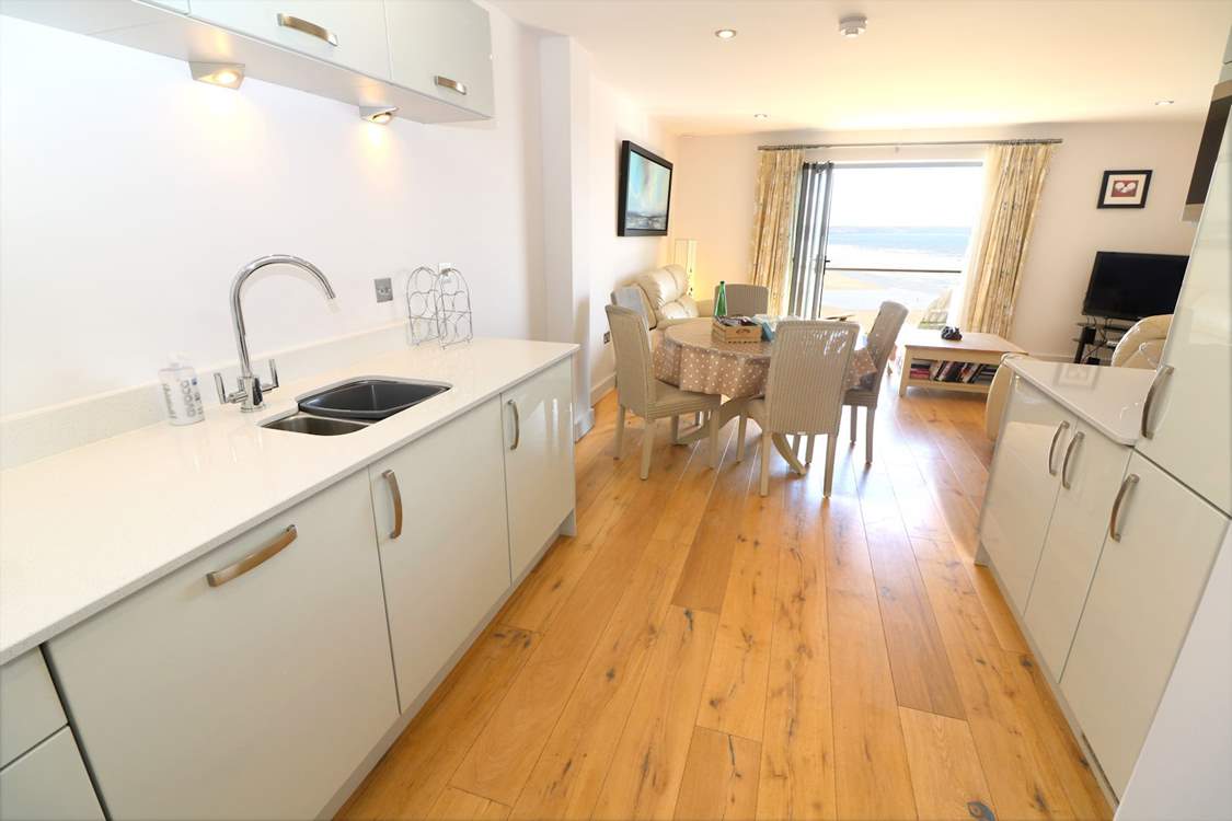 The open plan living space is perfect for a getaway with family and friends.