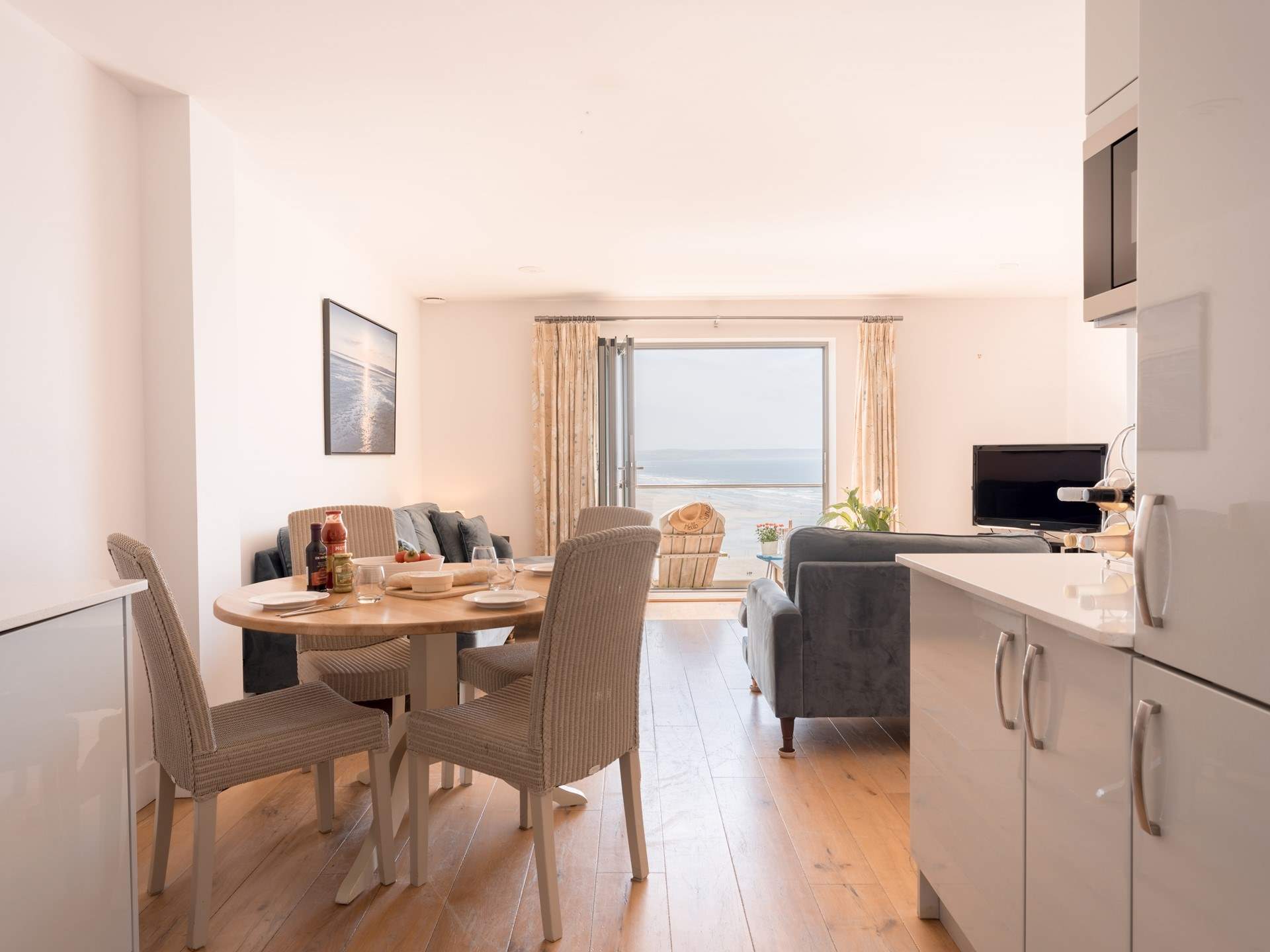 The open plan living space is perfect for a getaway with family and friends. 
