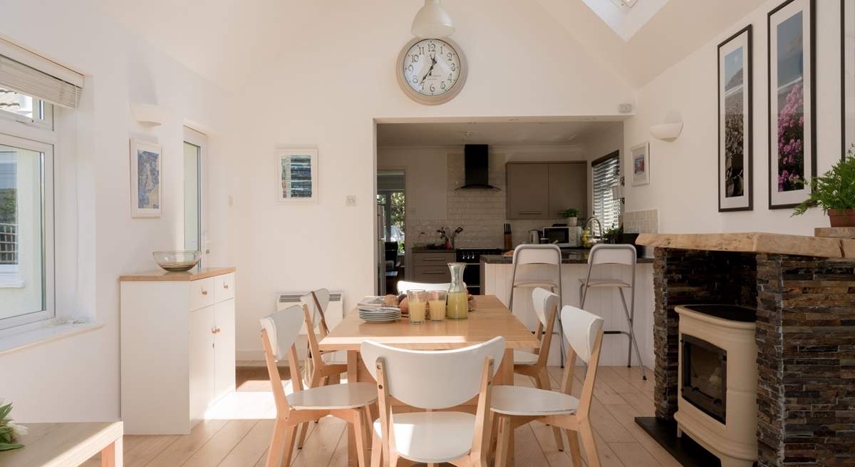 The light kitchen and dining space is a delight.