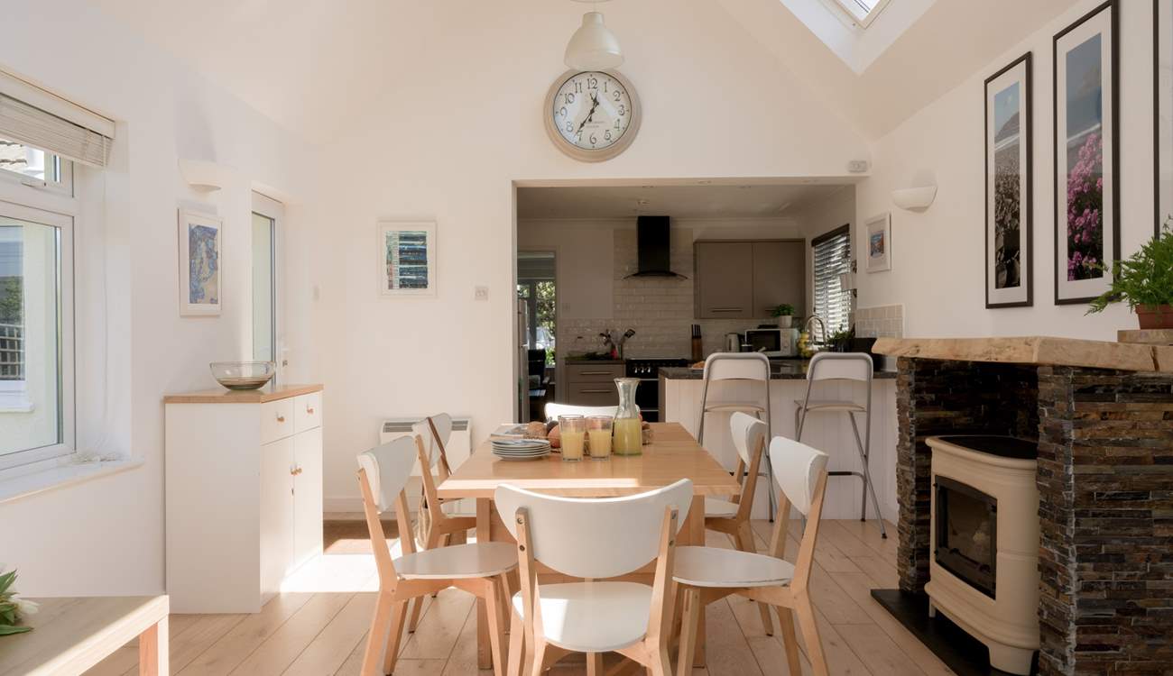 The light kitchen and dining space is a delight.