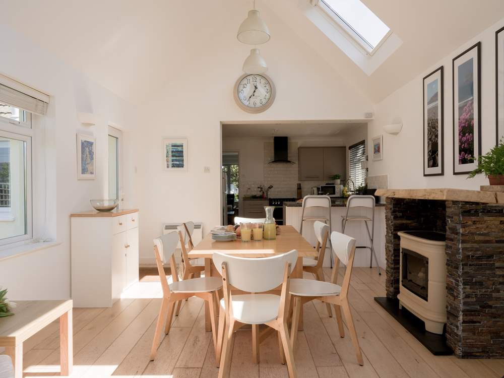 The light kitchen and dining space is a delight.