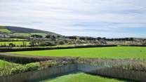 Views over the countryside to the sea and beyond. 