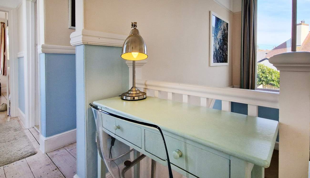 A handy spot on the landing if work comes calling. 