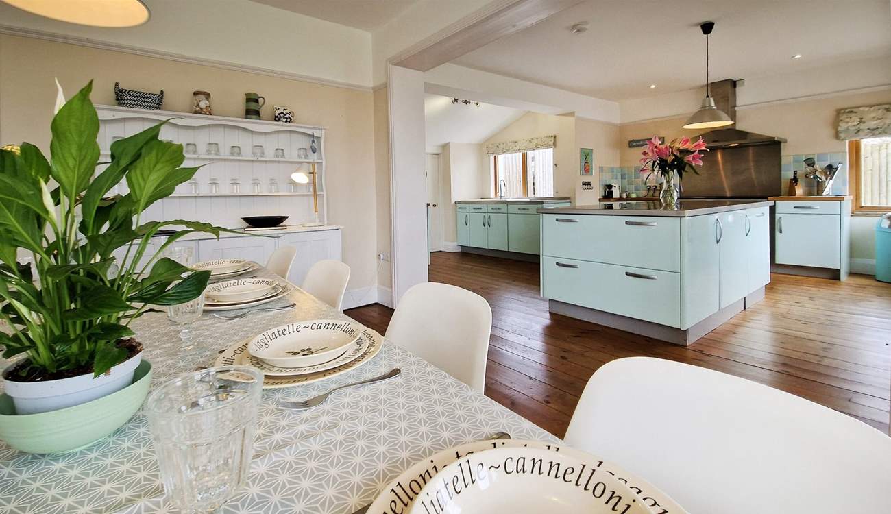 The kitchen/diner is a wonderful place for sociable holiday time.