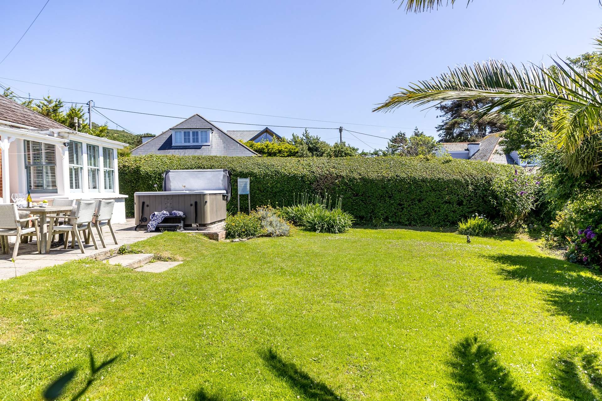 The well-kept garden. 