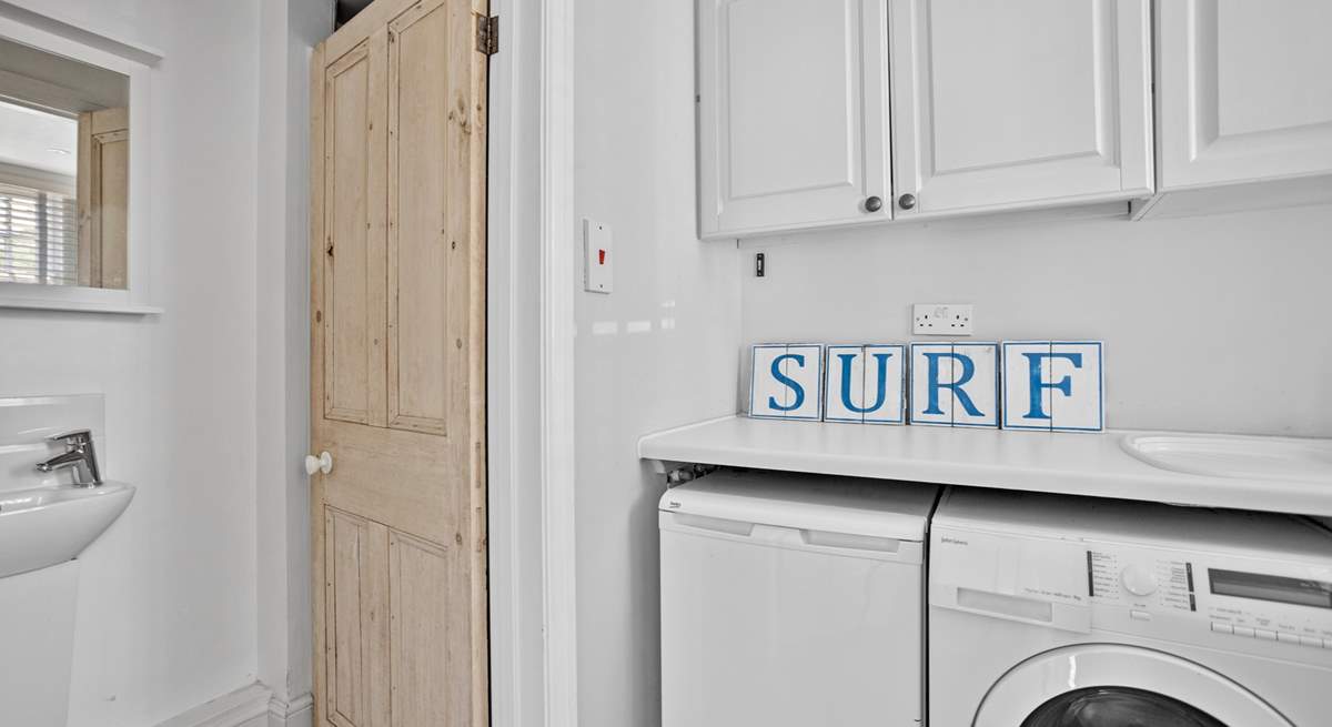 The handy utility-room has as washing machine and tumble-drier, plus a shower, WC and wash-basin. 