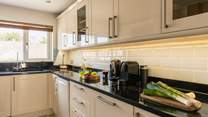 The kitchen looks out to the front of the house.