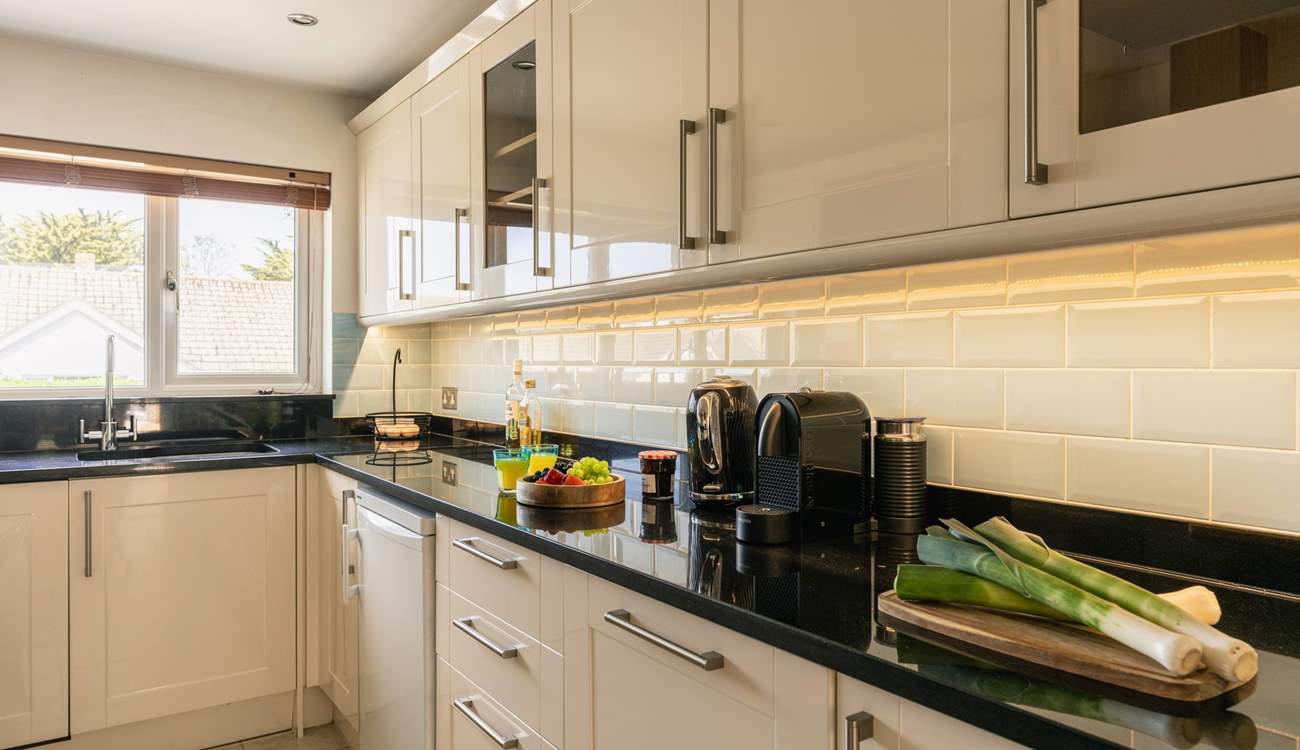 The kitchen looks out to the front of the house.