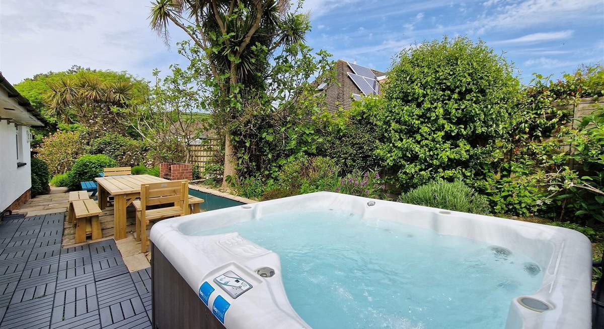 The perfect holiday pastime, relaxing in the hot tub. 