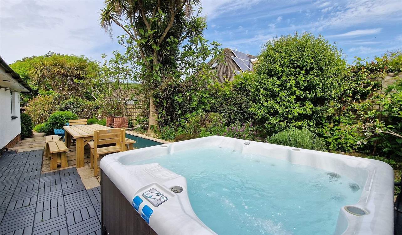 The perfect holiday pastime, relaxing in the hot tub.