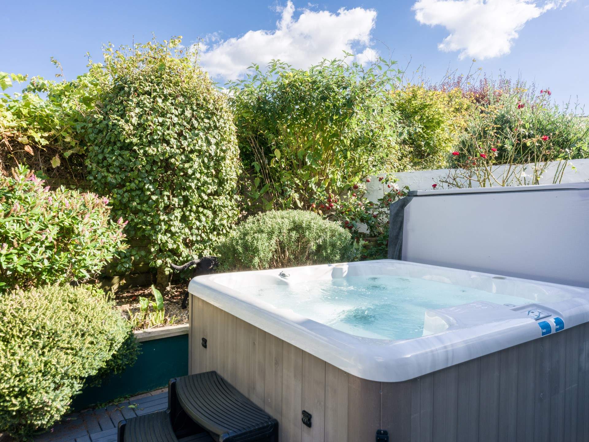 Time to relax into the hot tub.