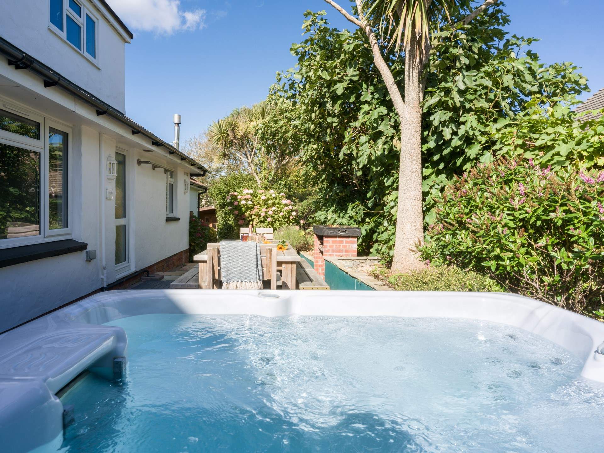 The perfect holiday pastime, relaxing in the hot tub. 