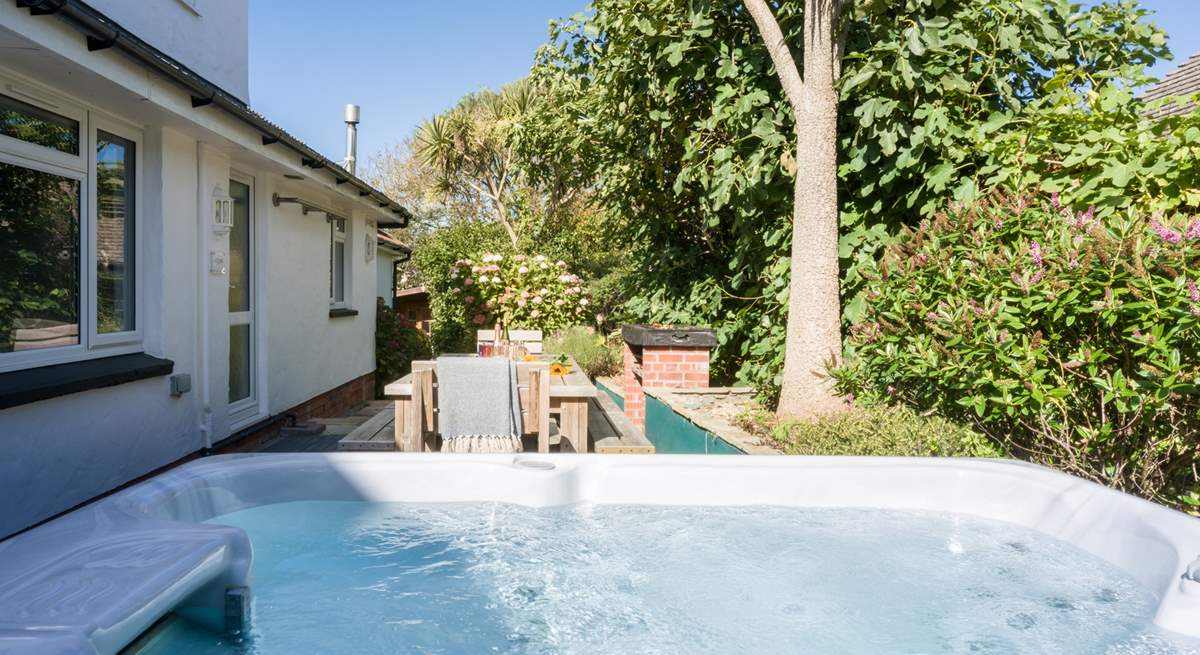 The perfect holiday pastime, relaxing in the hot tub. 