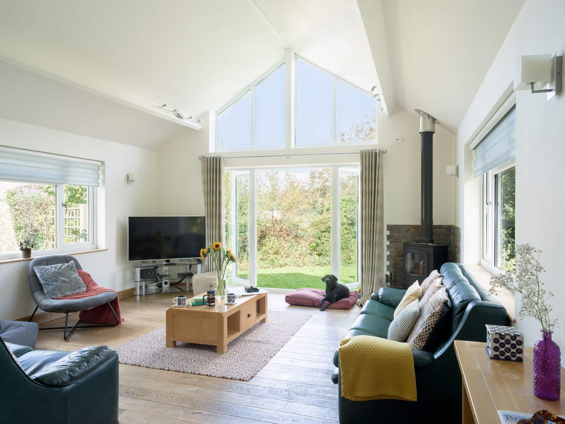 After a busy beach day, catch up with a drink and a movie on the Smart TV.