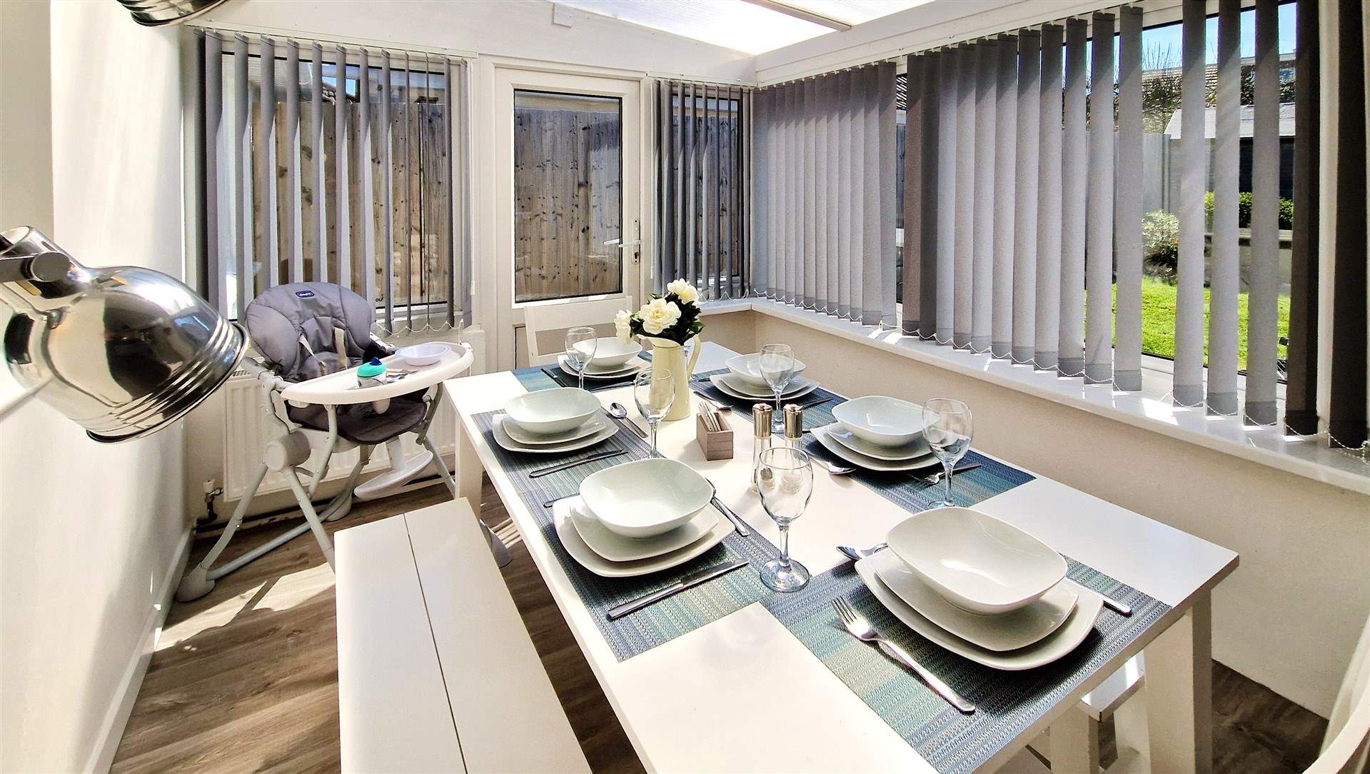 The wonderfully light dining space.