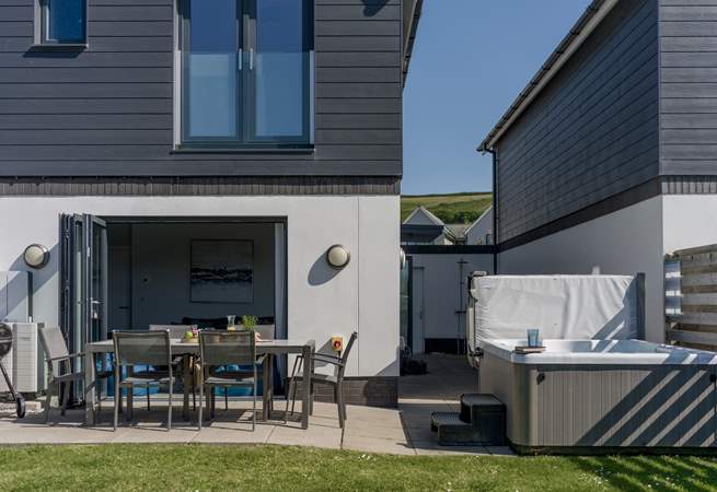 Relax in the hot tub after a busy day on the beach.