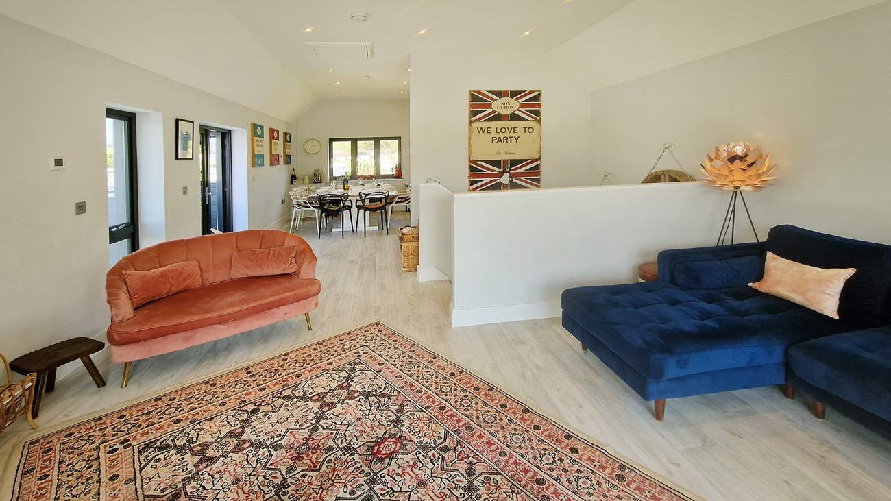 You'll find the beautiful living area upstairs.