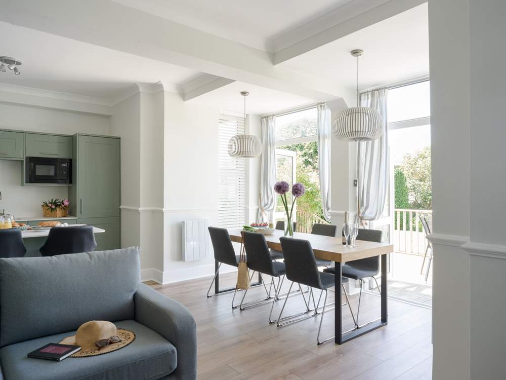 The living area is open plan, perfect for sociable holidays.
