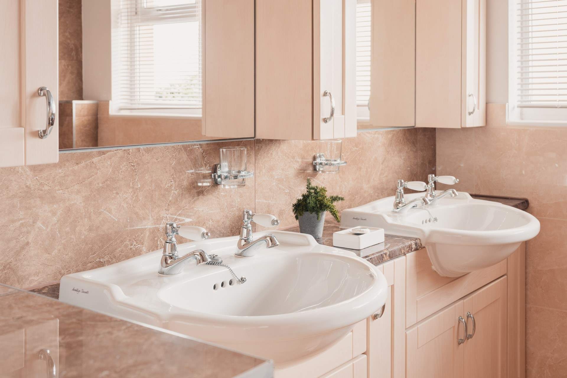and twin basins making mornings easy.