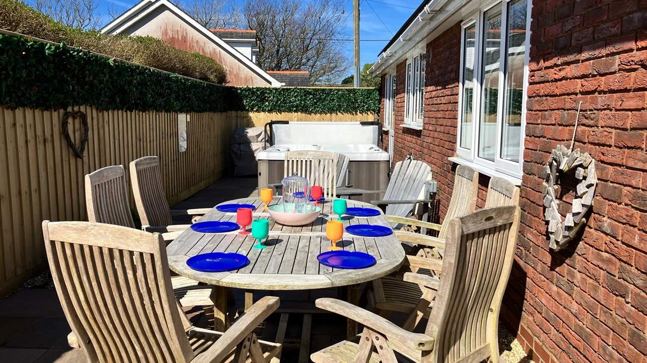 Enjoy the Devonshire sunshine on the secluded patio.