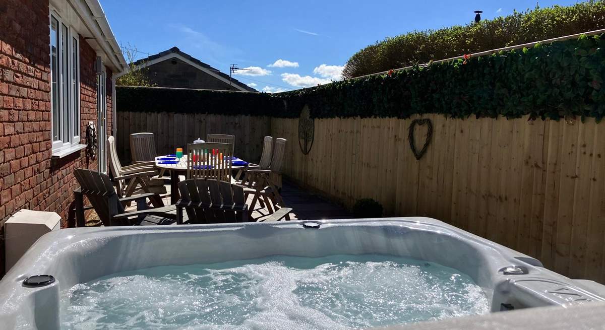 Relax in the hot tub. 
