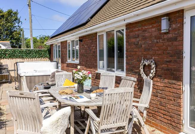 Enjoy the Devonshire sunshine on the secluded patio at The Lodge.