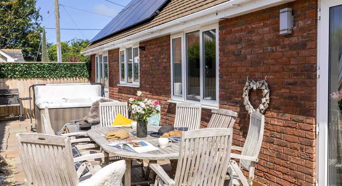 Enjoy the Devonshire sunshine on the secluded patio at The Lodge.