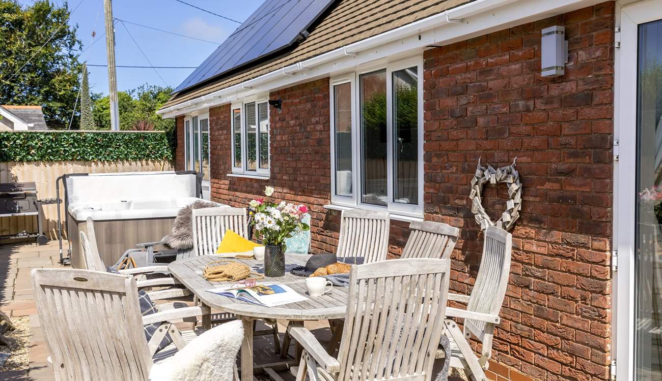 Enjoy the Devonshire sunshine on the secluded patio at The Lodge.