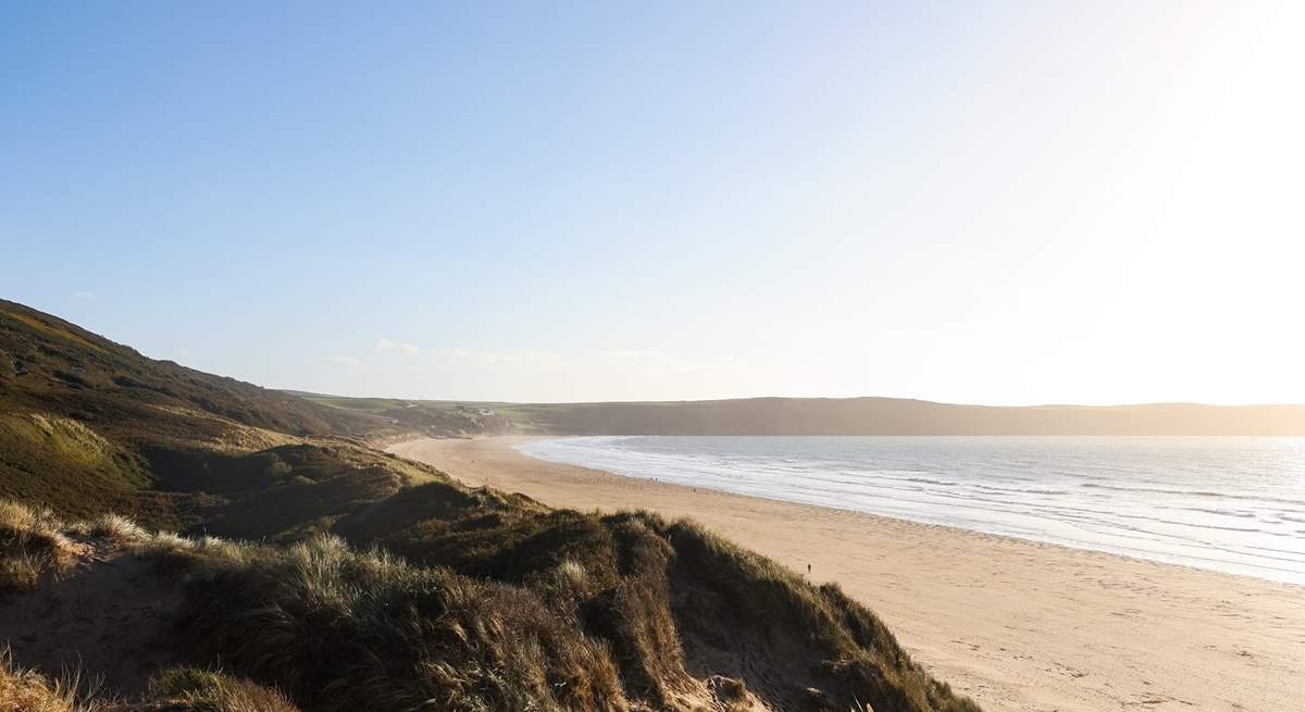 Visit the breathtaking beach of Woolacombe.