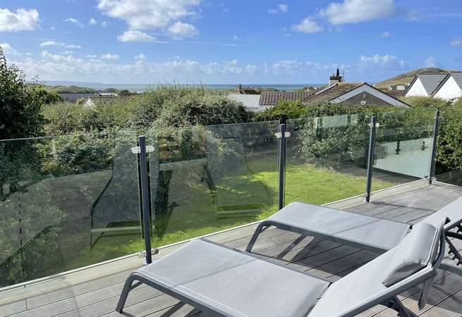 Views over the roof tops to the stunning beach at Croyde.