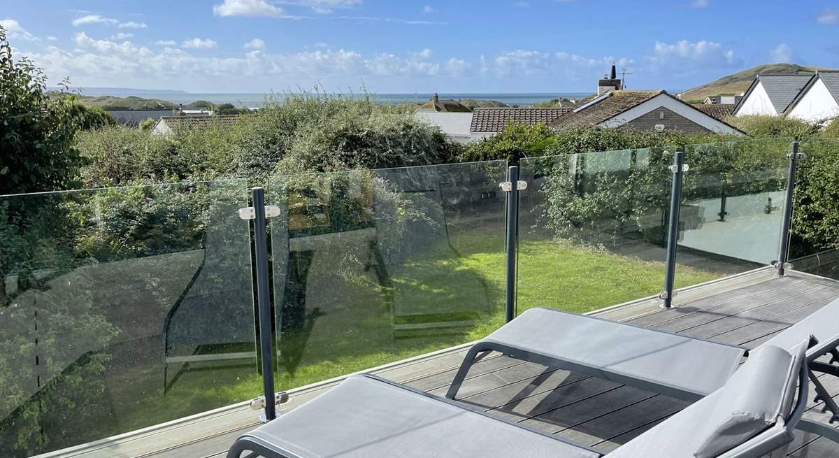 Views over the roof tops to the stunning beach at Croyde.