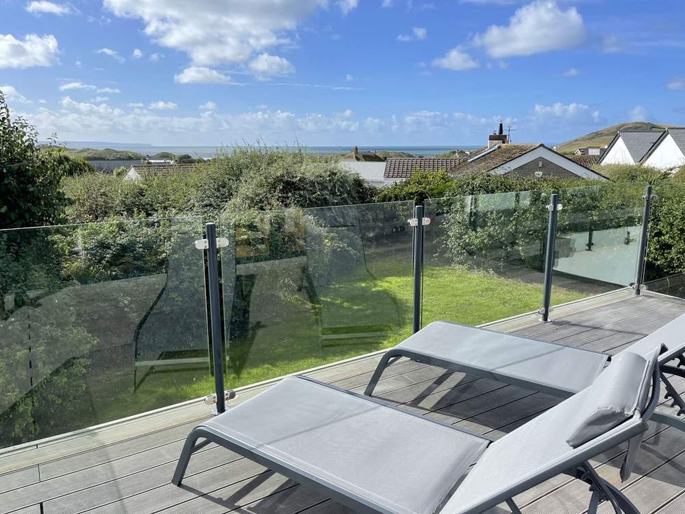 Views over the roof tops to the stunning beach at Croyde.
