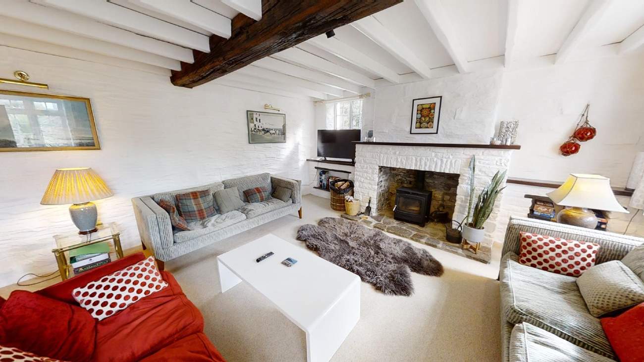 Gather together in the spacious living room.