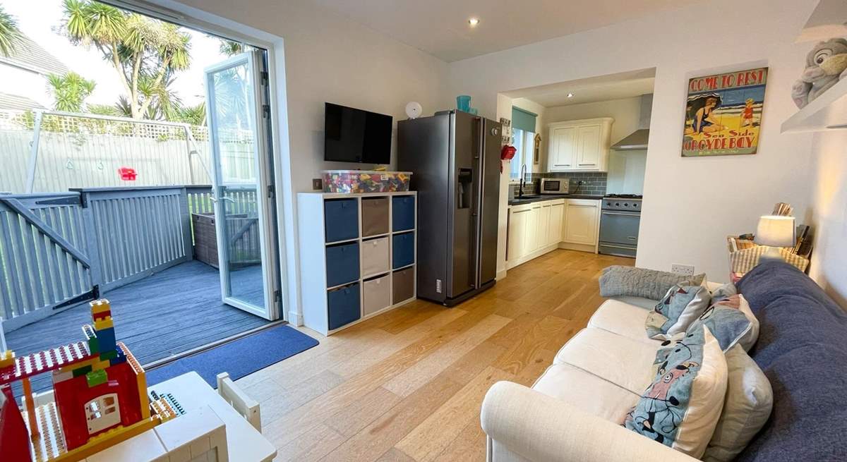The play room leads out in to the garden. 