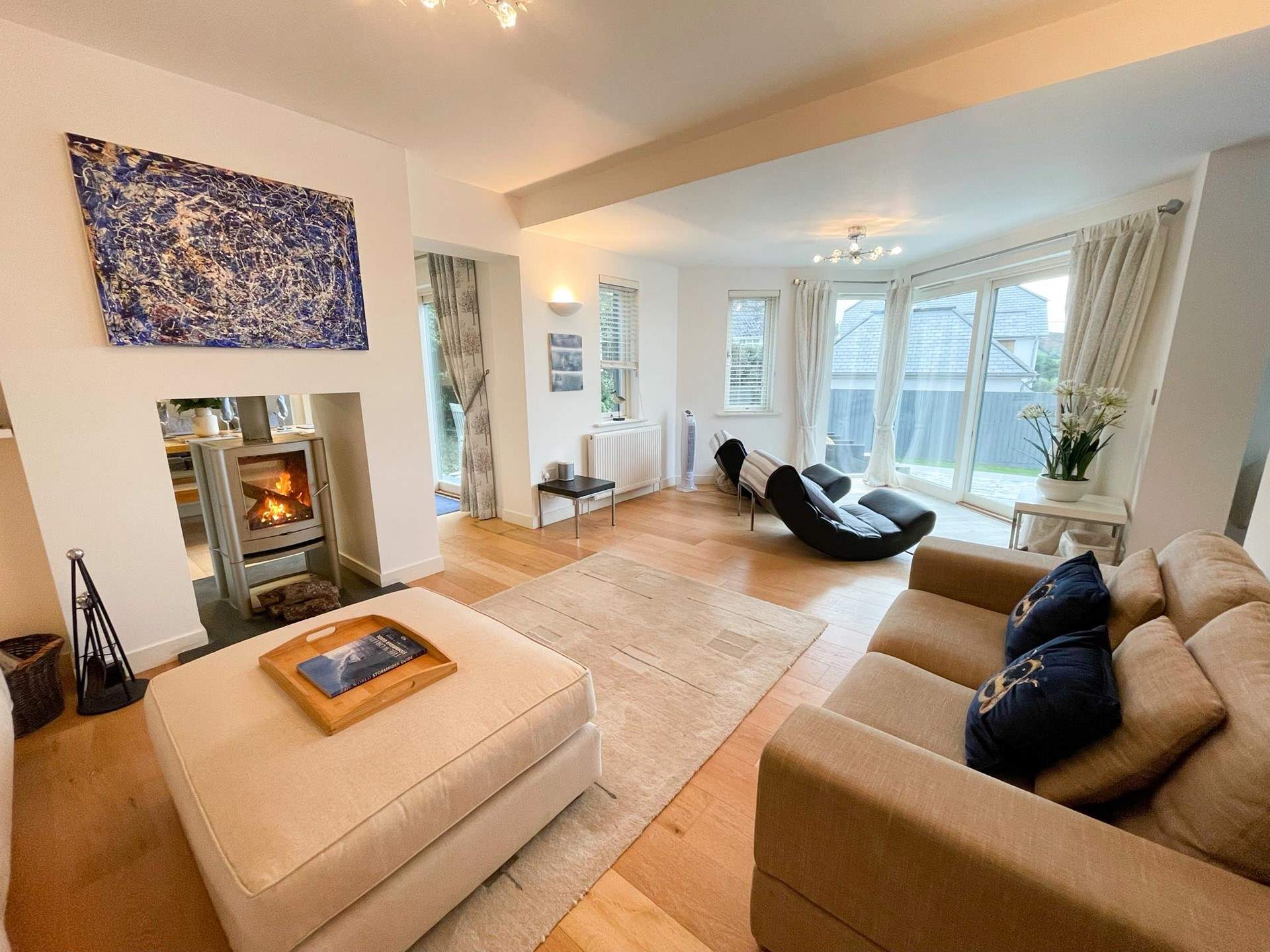 Time to enjoy the warmth of the wood-burner after a morning stroll along the beach.