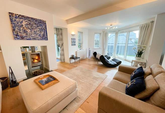 Time to enjoy the warmth of the fire after a morning stroll along the beach.