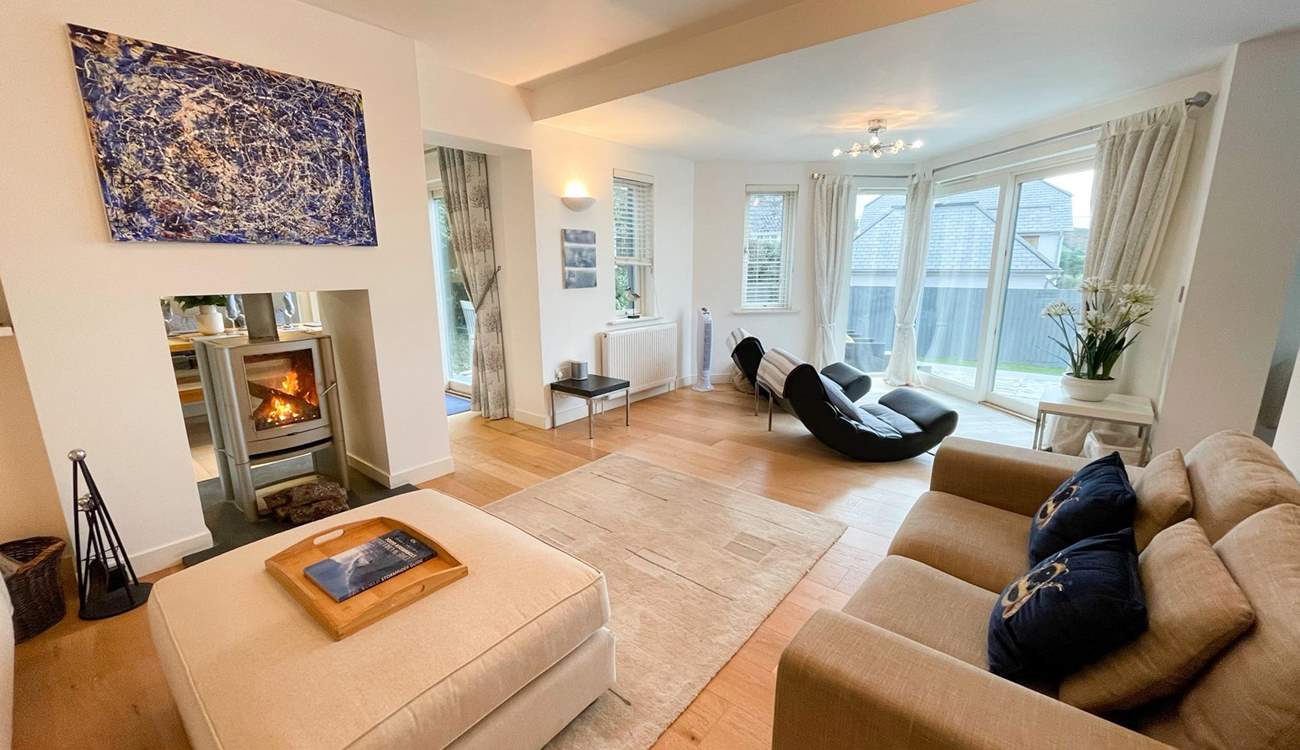 Time to enjoy the warmth of the wood-burner after a morning stroll along the beach.