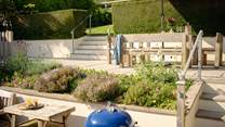 Terraced gardens offer perfect zoning.