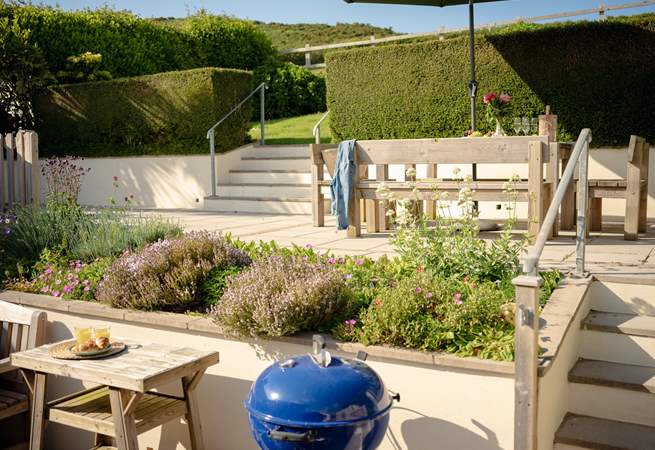 Terraced gardens offer perfect zoning.